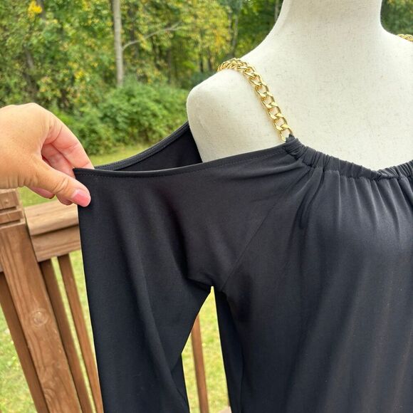 MICHAEL Michael Kors Cold Shoulder Long Sleeve Chain Strap Dress - Picture 4 of 10